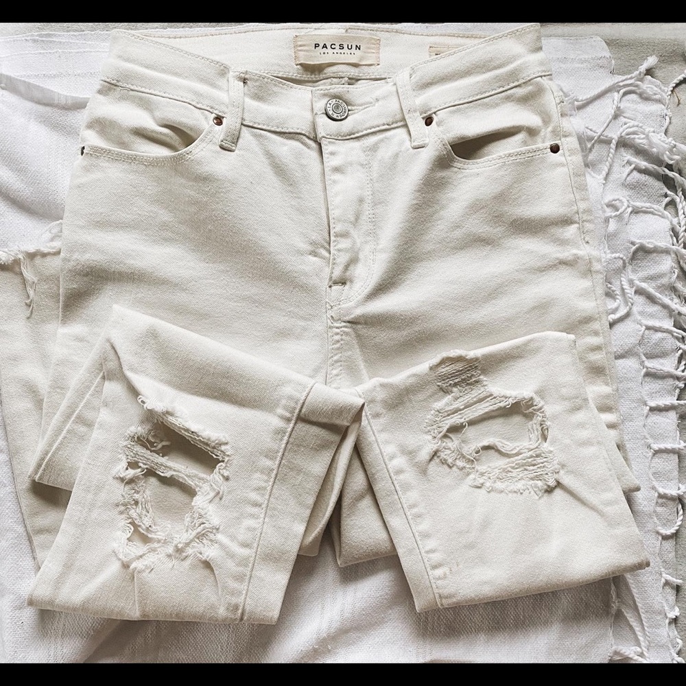 pacsun white skinny ripped jeans